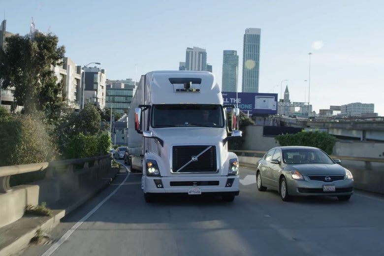One of Uber’s self-driving trucks.